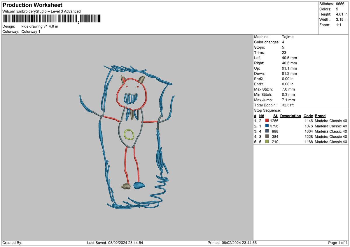 Drawing 01 Embroidery File 6 sizes