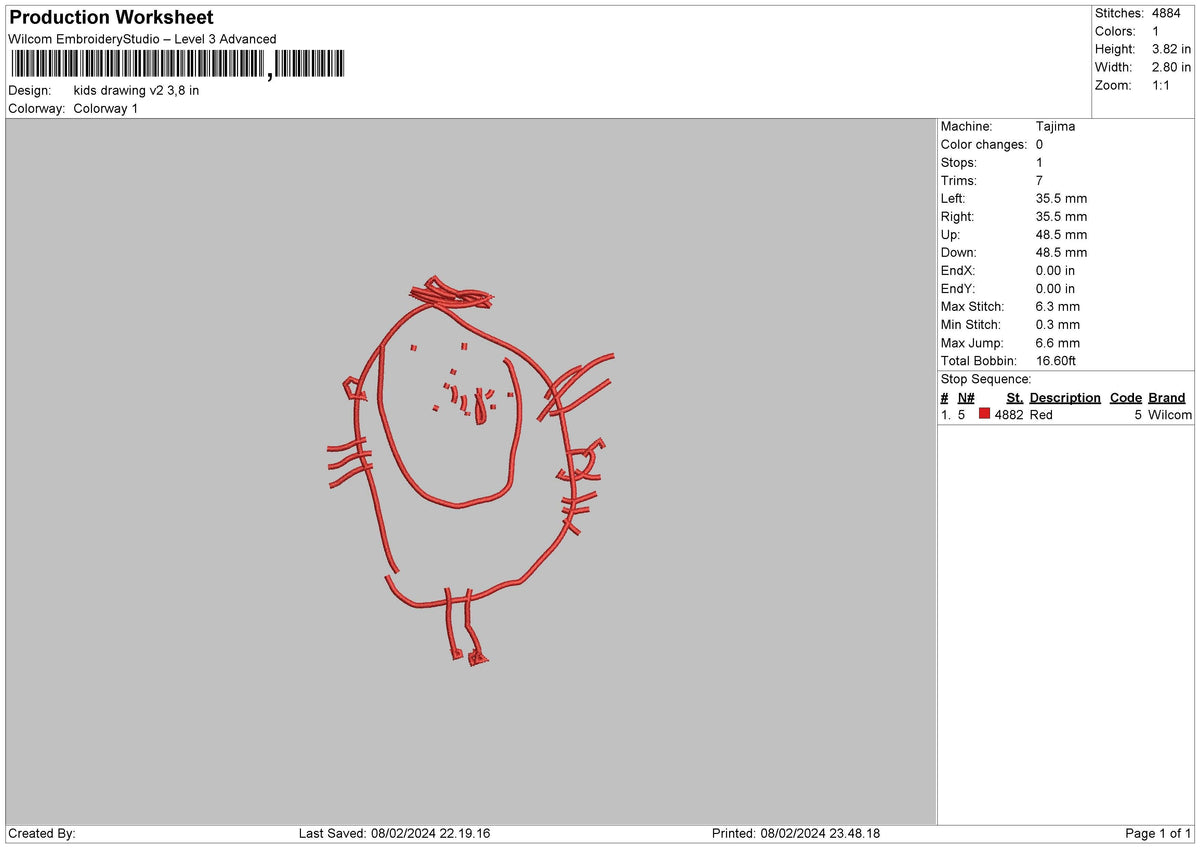 Drawing 02 Embroidery File 6 sizes