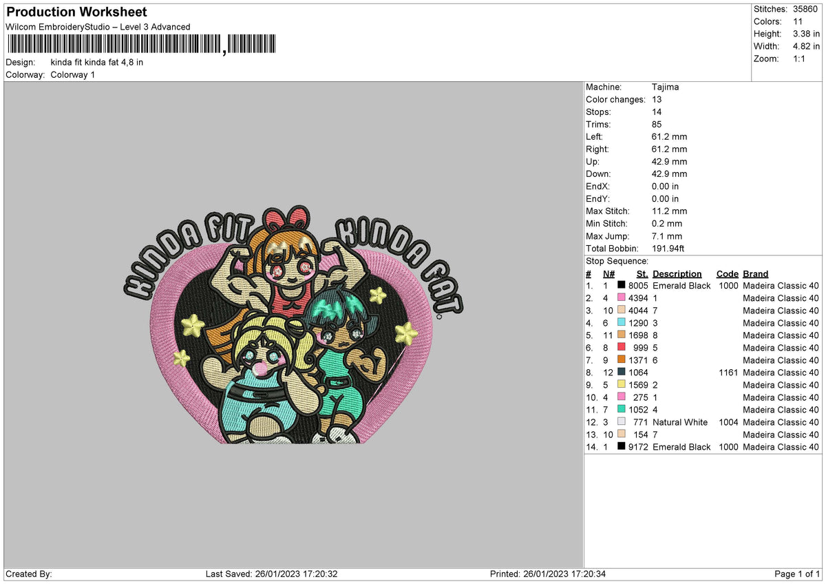 Kinda Fit Embroidery File 6 sizes