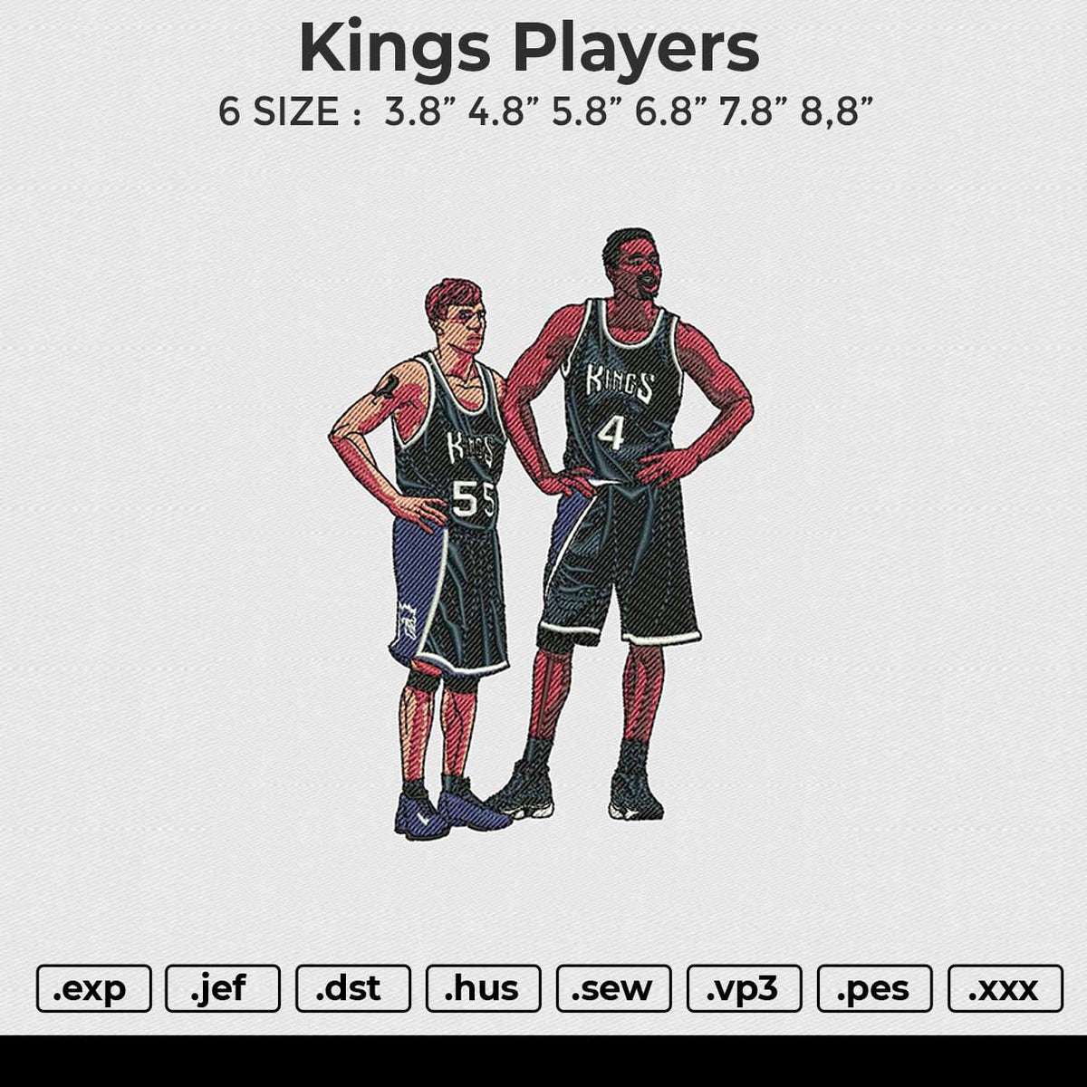 Kings Players Embroidery File 6 size