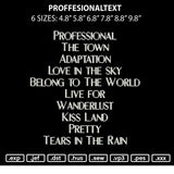 Proffesionaltext Embroidery File 6 sizes