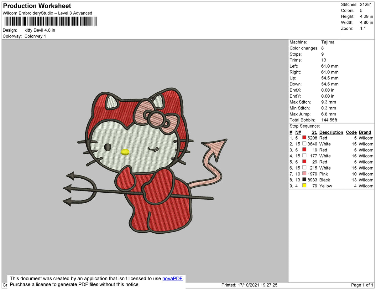 Kitty Devil Embroidery