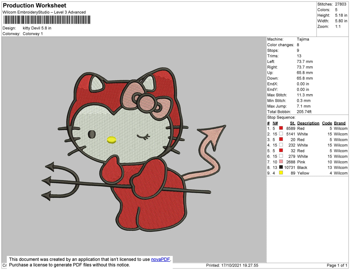 Kitty Devil Embroidery