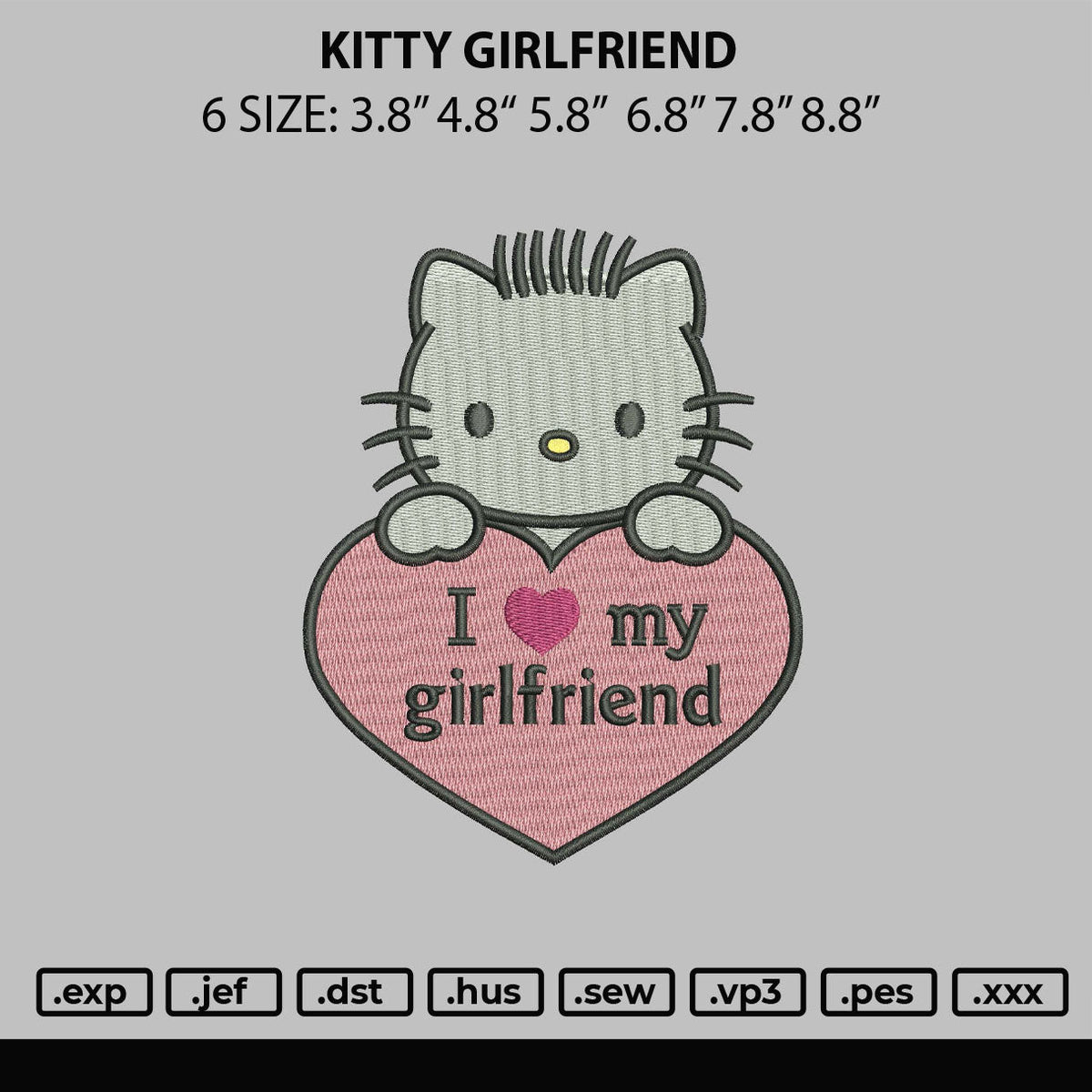 Kitty Girlfriend Embroidery File 6 sizes