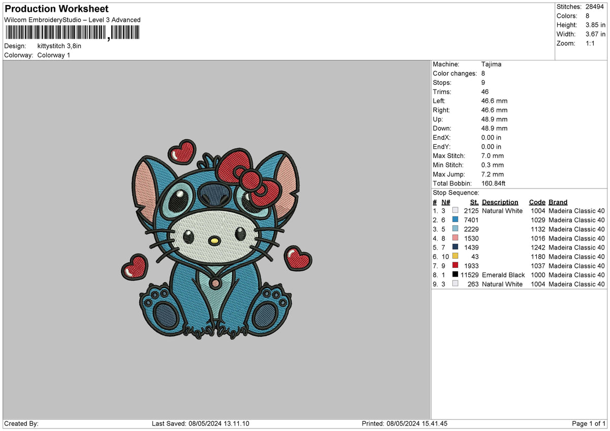 Kittystitch Embroidery File 6 sizes