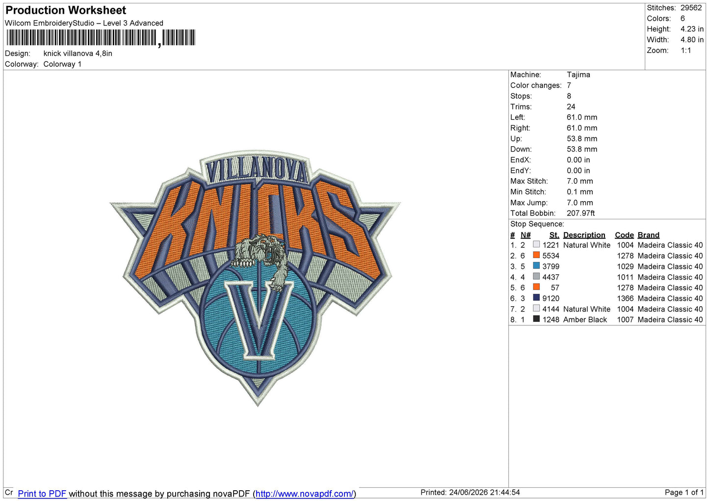 Knick Villanova Embroidery File 6 sizes