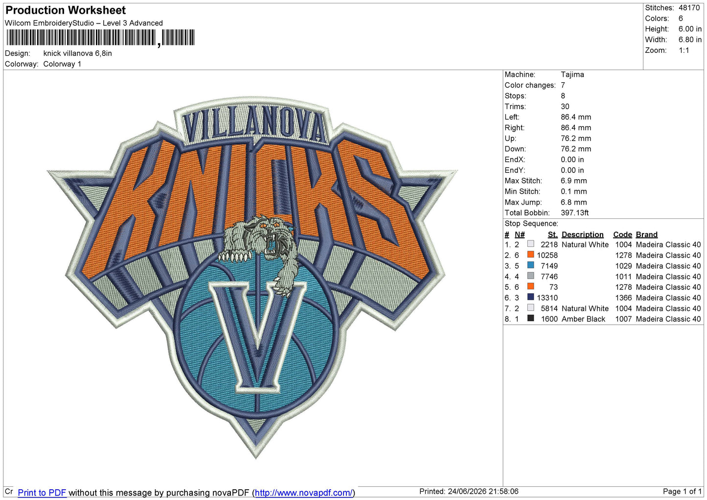 Knick Villanova Embroidery File 6 sizes