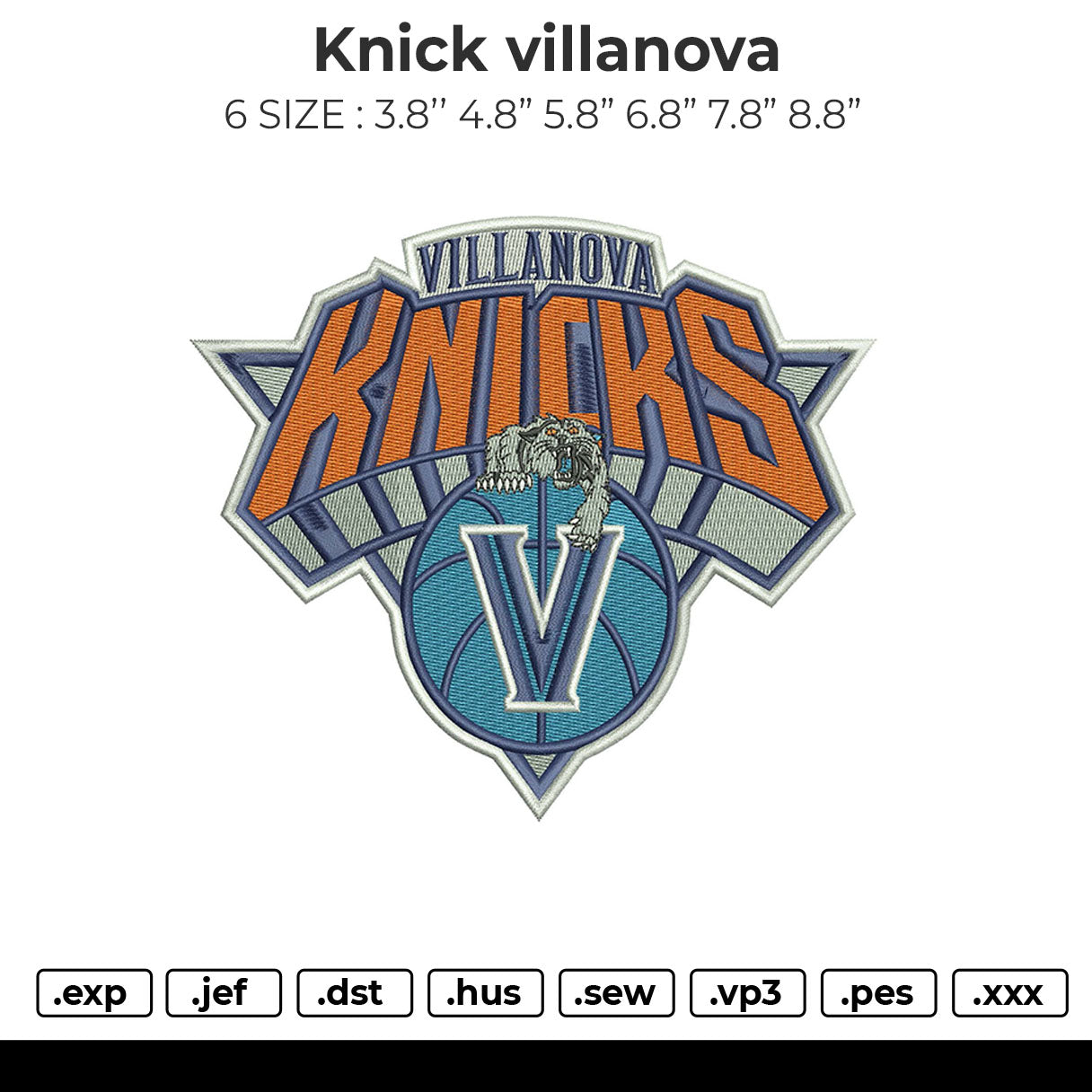 Knick Villanova Embroidery File 6 sizes