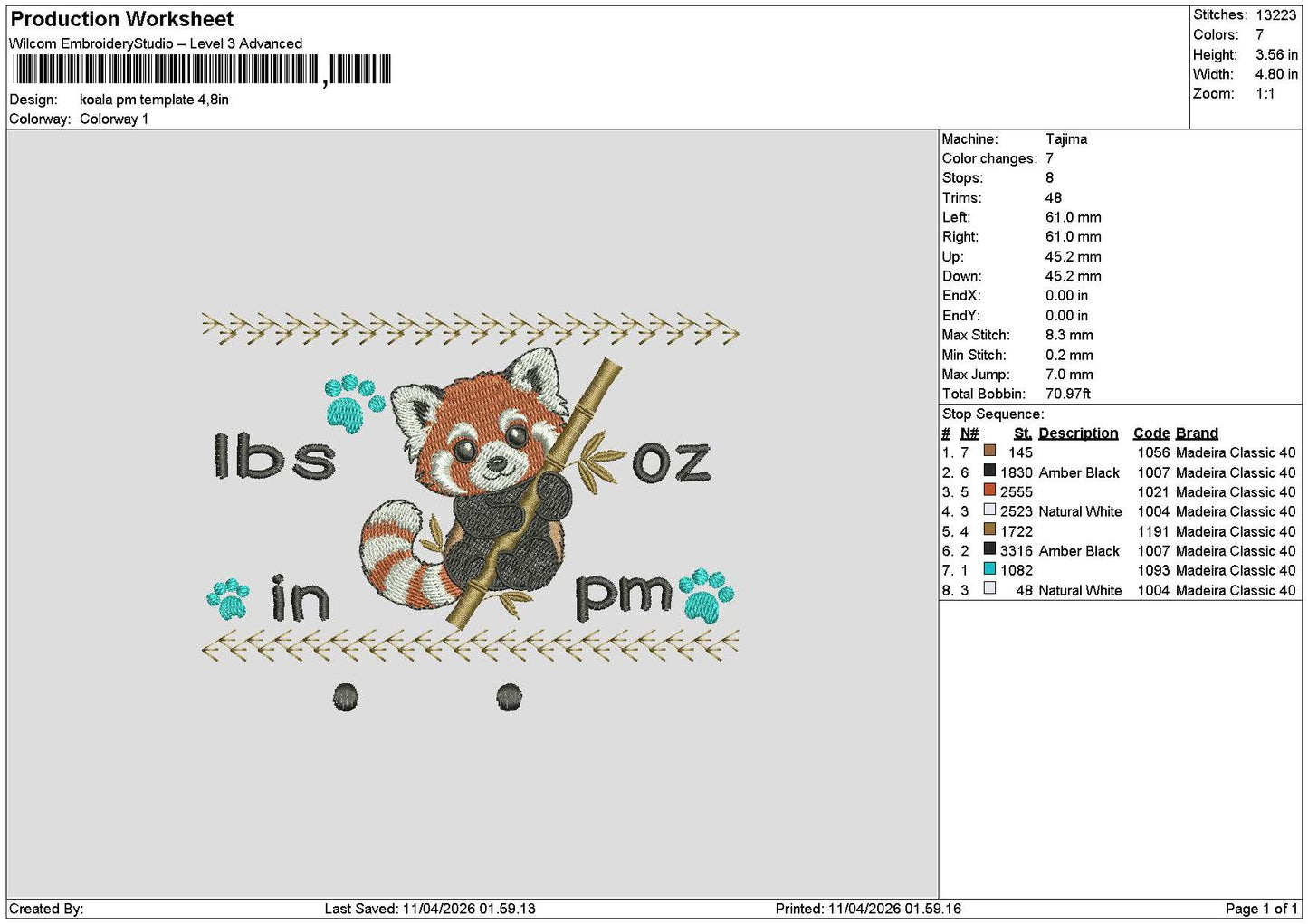 Koala Am Pm Embroidery 2 Files