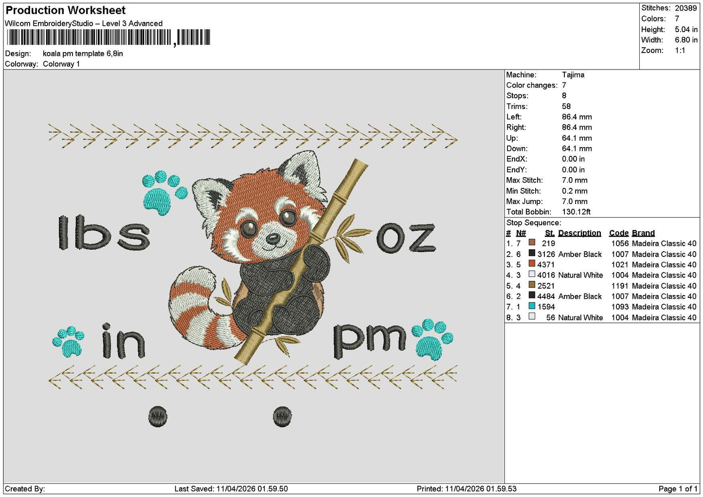 Koala Am Pm Embroidery 2 Files