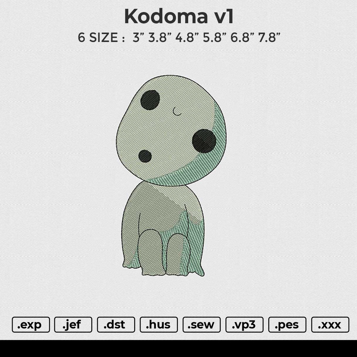 Kodoma v1 Embroidery File 6 size