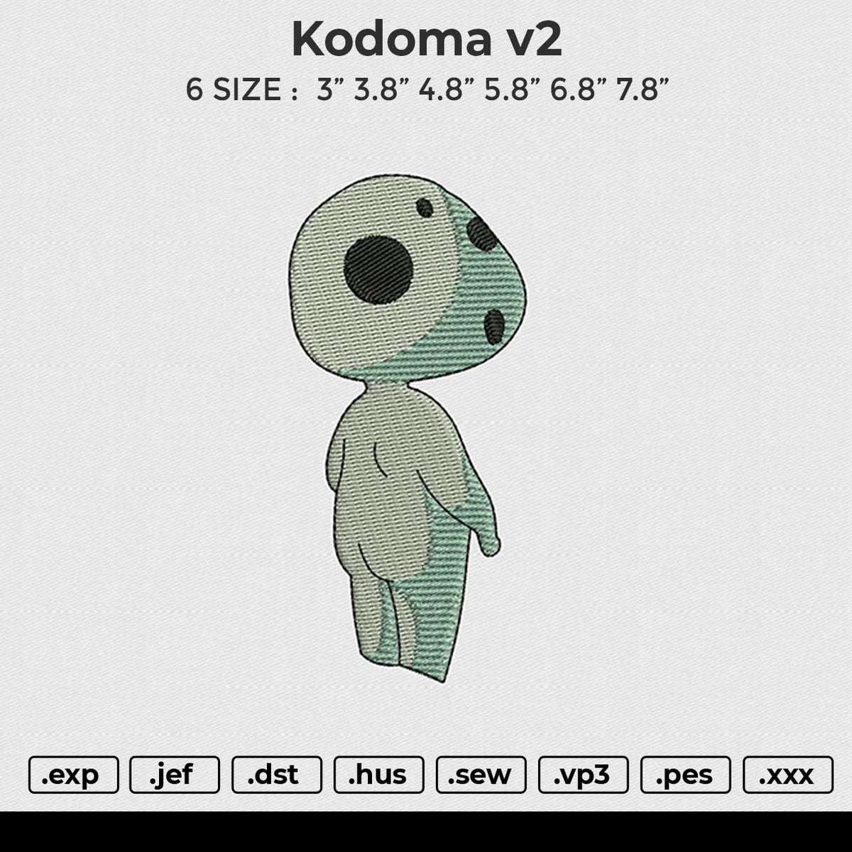 Kodoma v2 Embroidery File 6 size