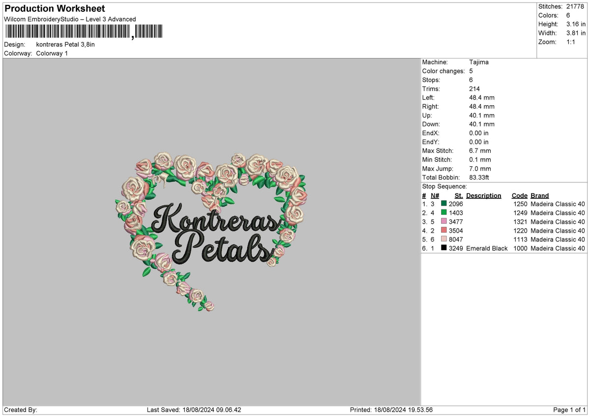 Petals Flowers Embroidery File 6 sizes