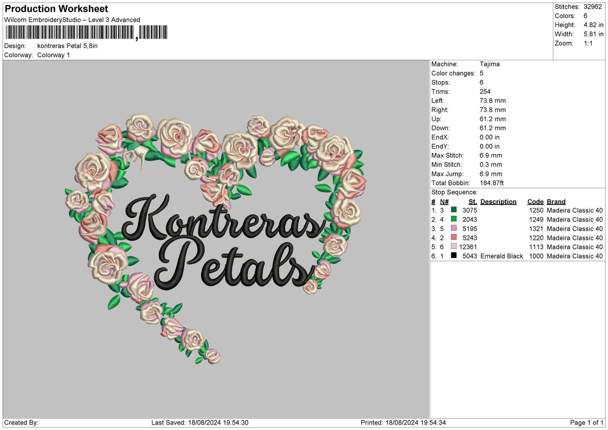Petals Flowers Embroidery File 6 sizes