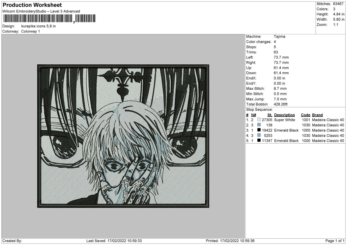 Kurapika Icons Embroidery