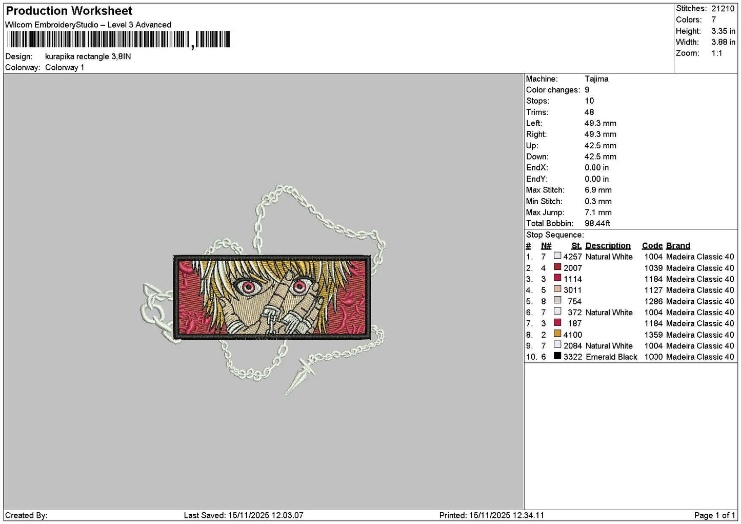 Pika Rectangle Embroidery File 6 sizes