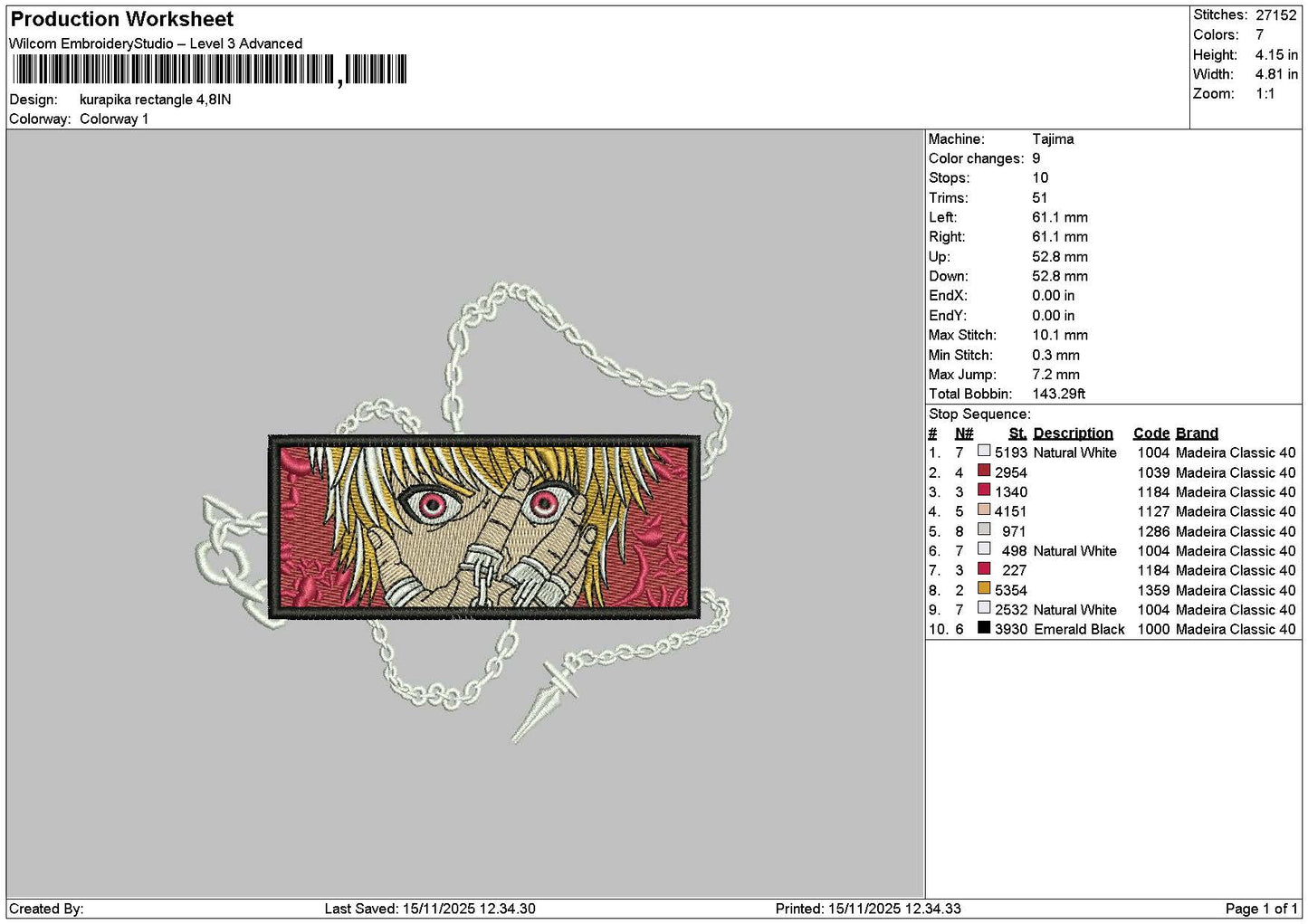 Pika Rectangle Embroidery File 6 sizes