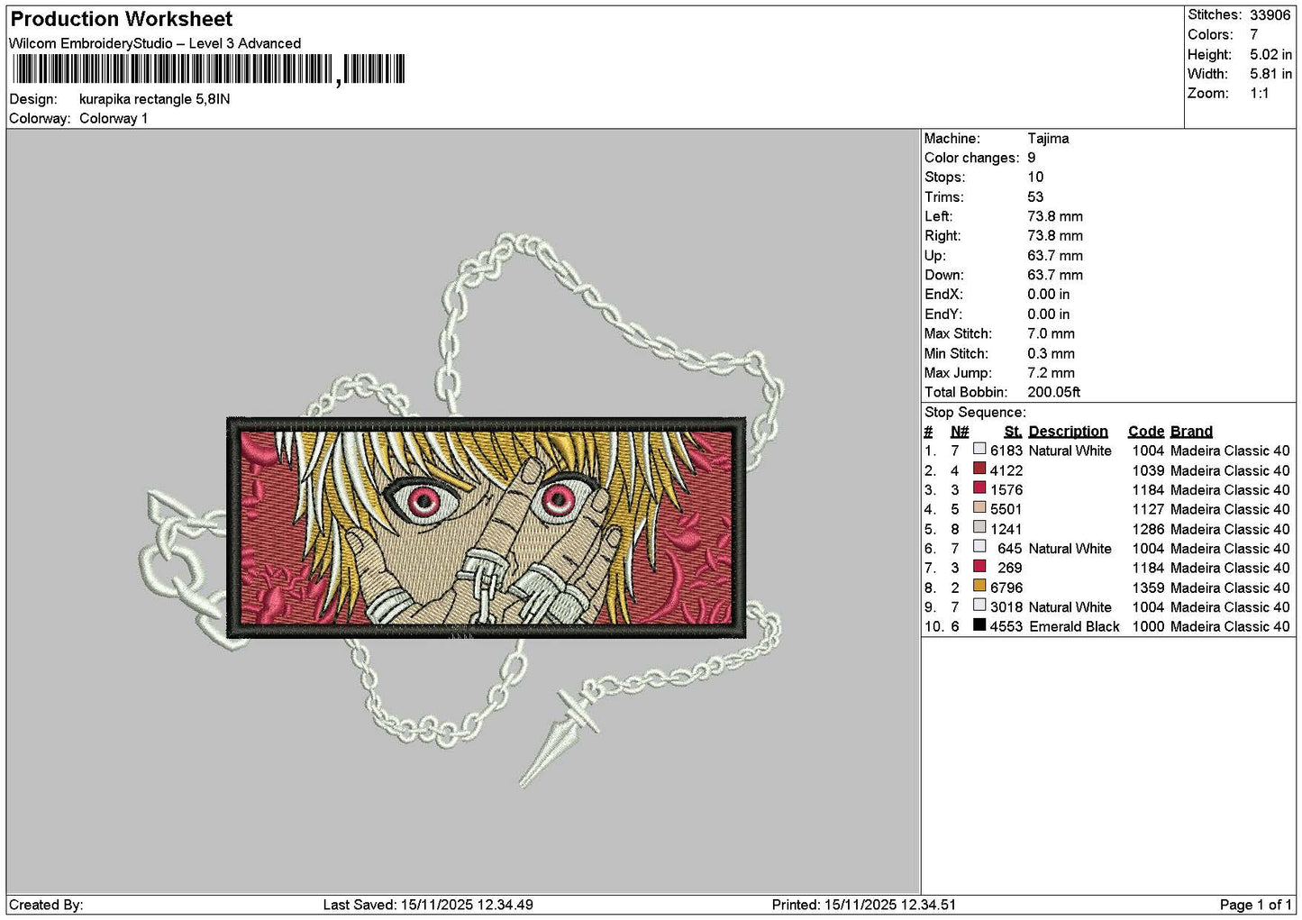 Pika Rectangle Embroidery File 6 sizes