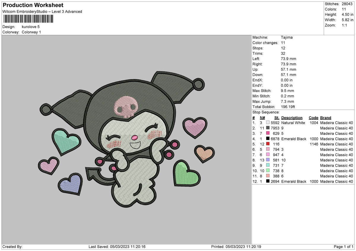 Kurolove Embroidery File 6 sizes