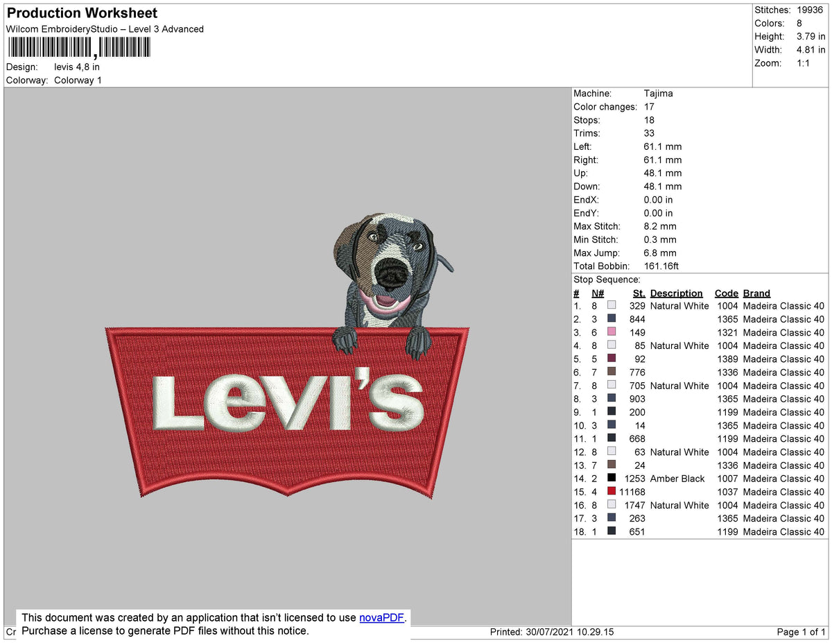 Levi"s Dog Embroidey