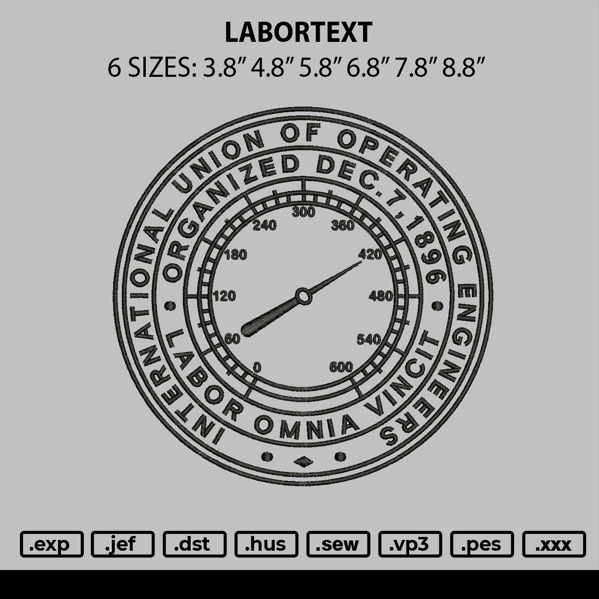 Labortext Embroidery File 6 sizes