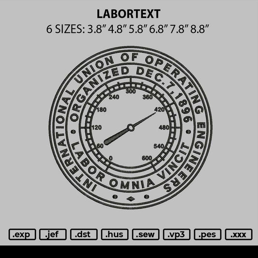Labortext Embroidery File 6 sizes