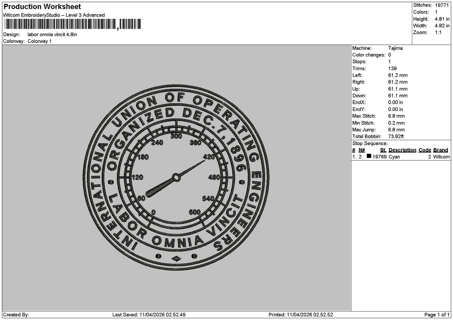 Labortext Embroidery File 6 sizes