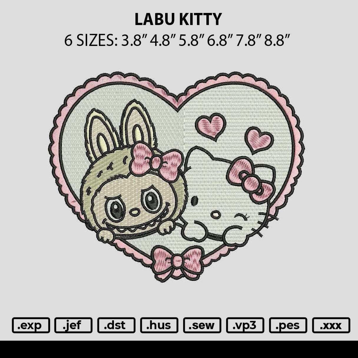 Labu Kitty Embroidery File 6 sizes