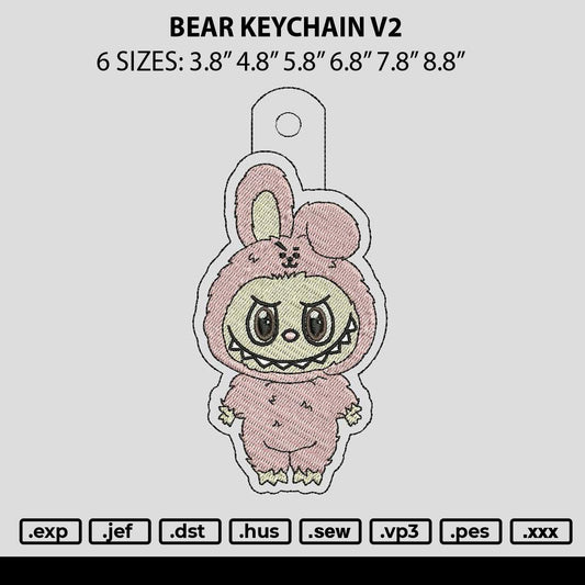 Bear Keychain V2 Embroidery File 6 sizes