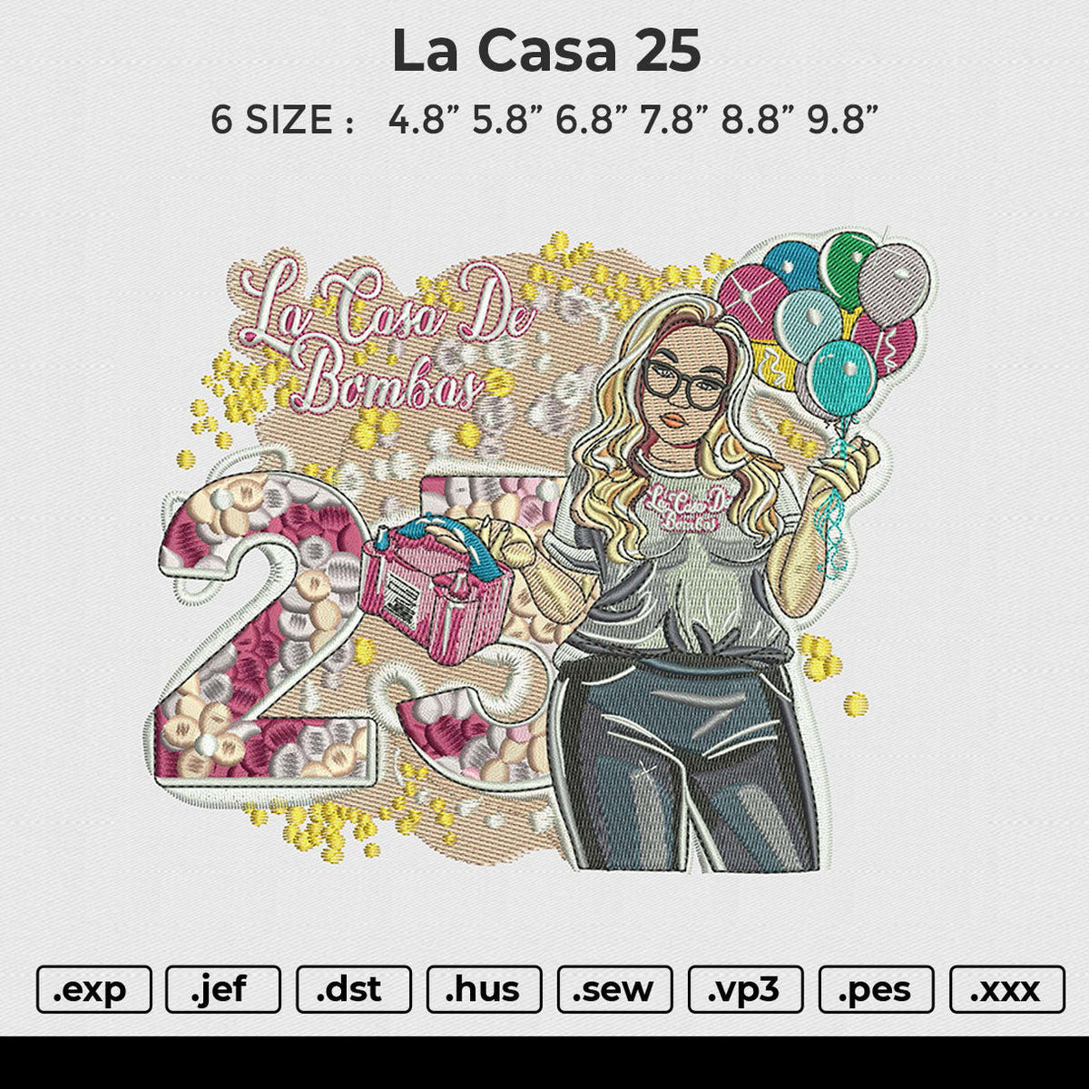 La casa 25 Embroidery File 6 size