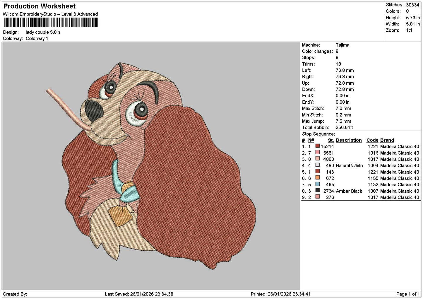 Dog Cartoon 2601 Embroidery File 6 sizes