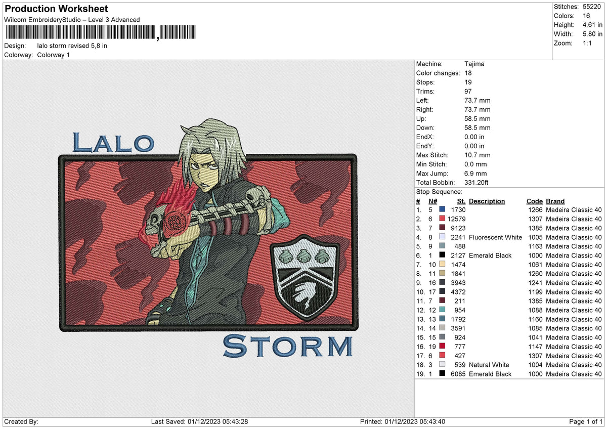 Lalo Storm Revised Embroidery File 6 size