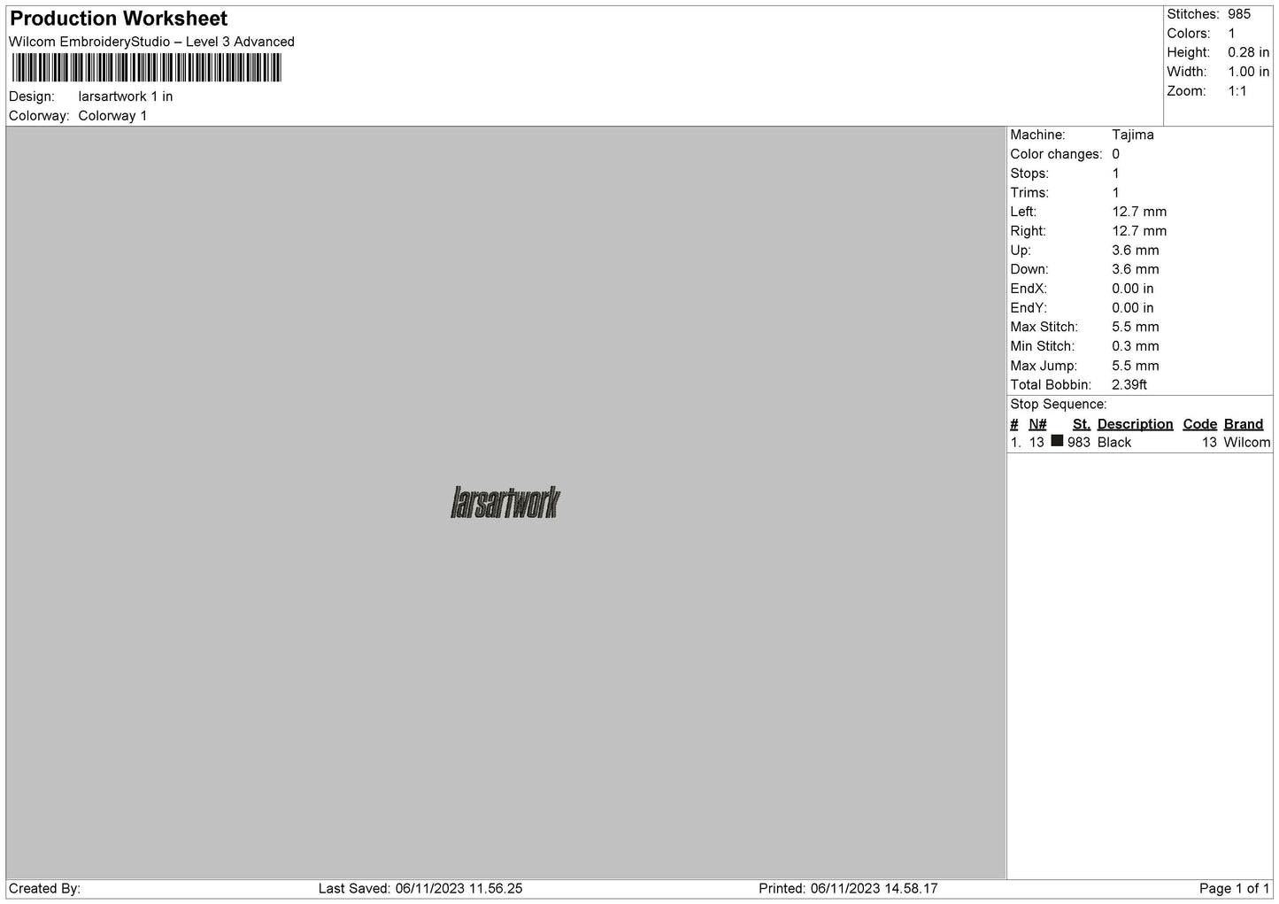 Artwork Text Embroidery File 6 sizes