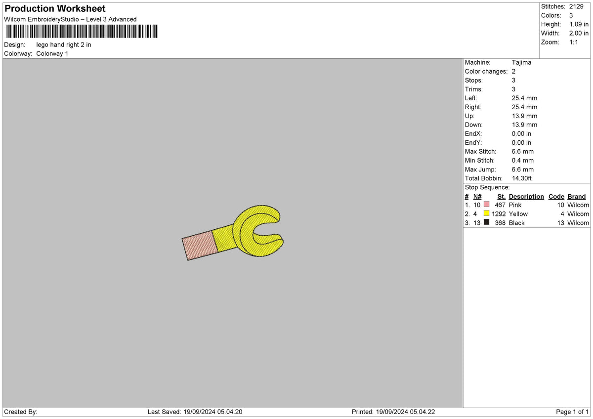 Hand Right Left Embroidery File 6 sizes