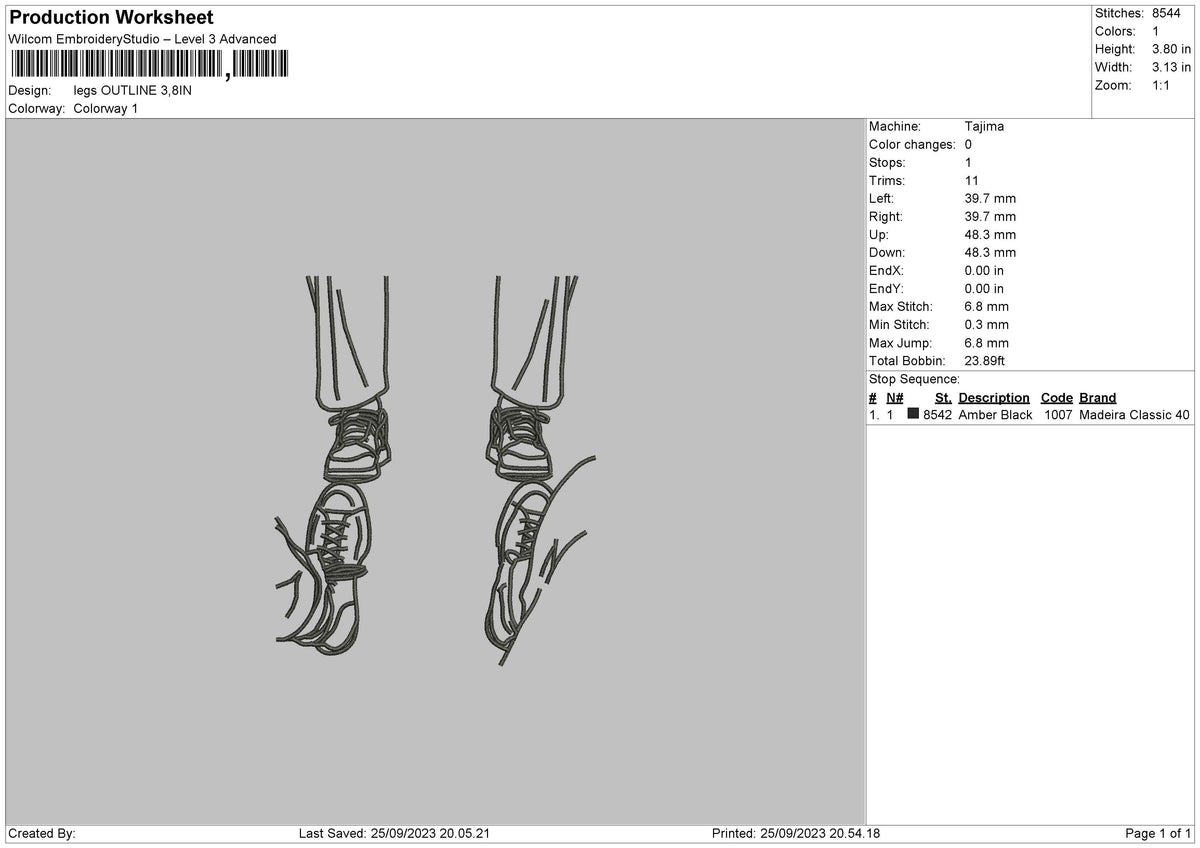 Legs Outline Embroidery File 6 sizes