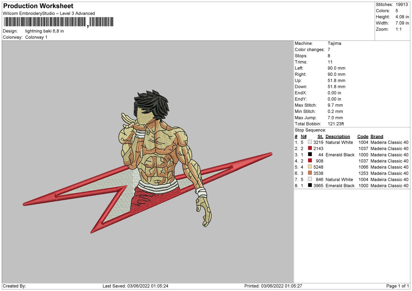 lightning baki Embroidery