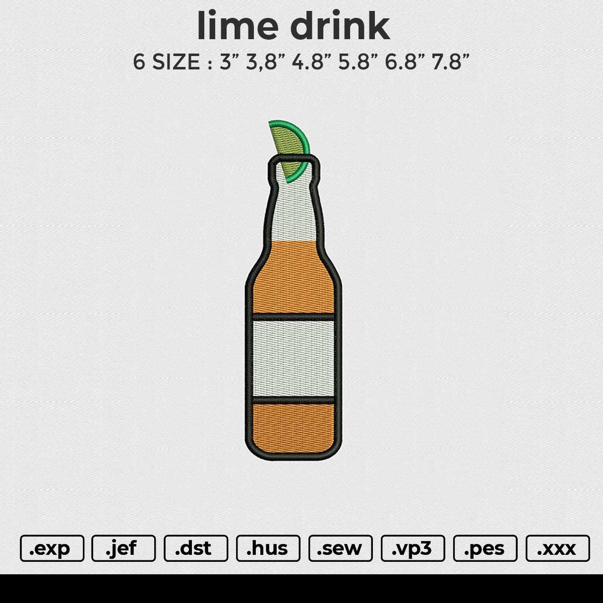 Lime Drink Embroidery File 6 size