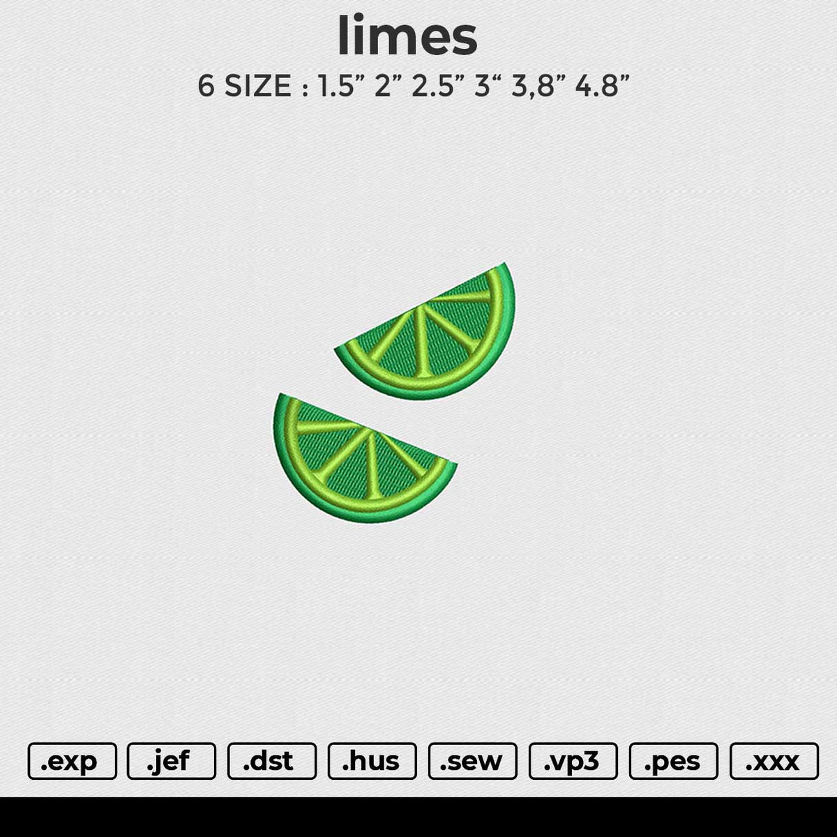 Limes Embroidery File 6 size