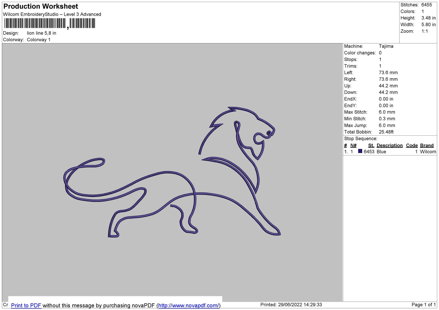 Lion line Embroidery