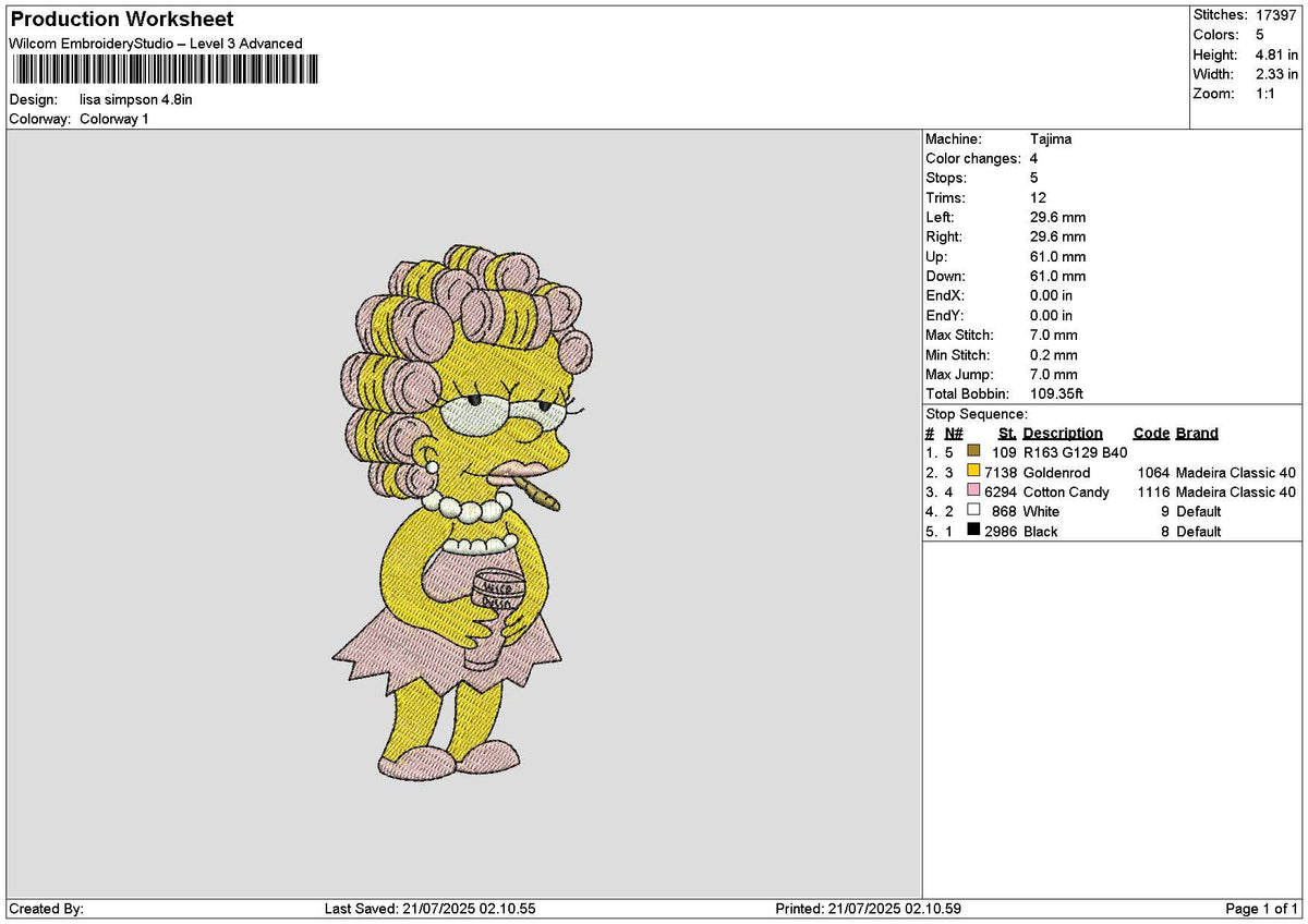 Lisa2107 Embroidery File 6 sizes