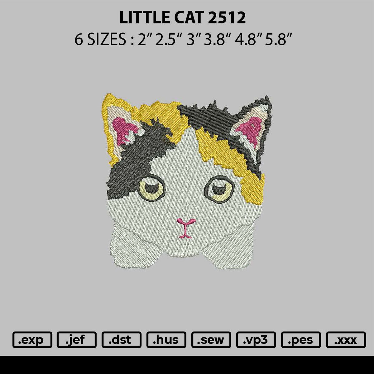 Little Cat 2512 Embroidery File 6 sizes