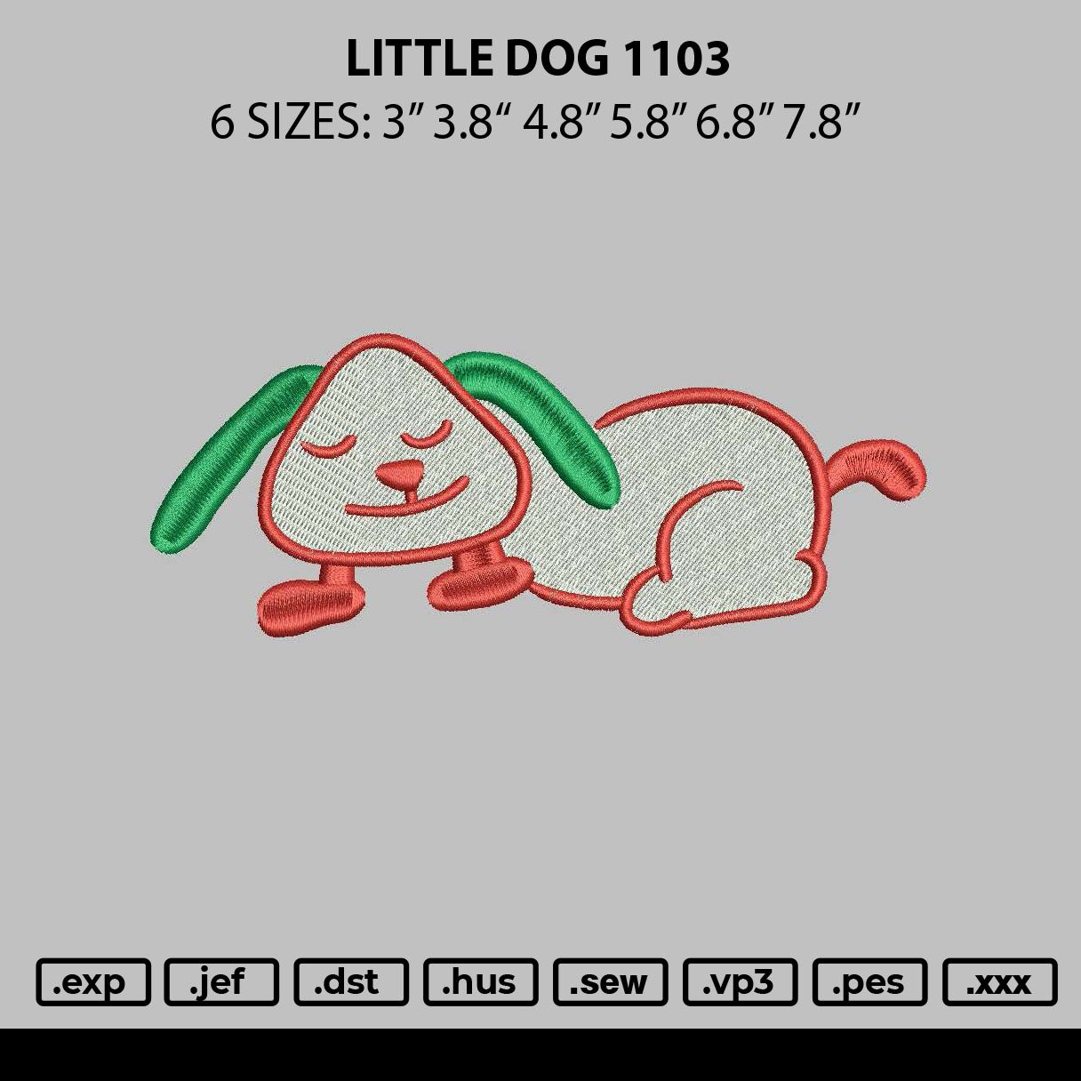 Little Dog 1103 Embroidery File 6 sizes