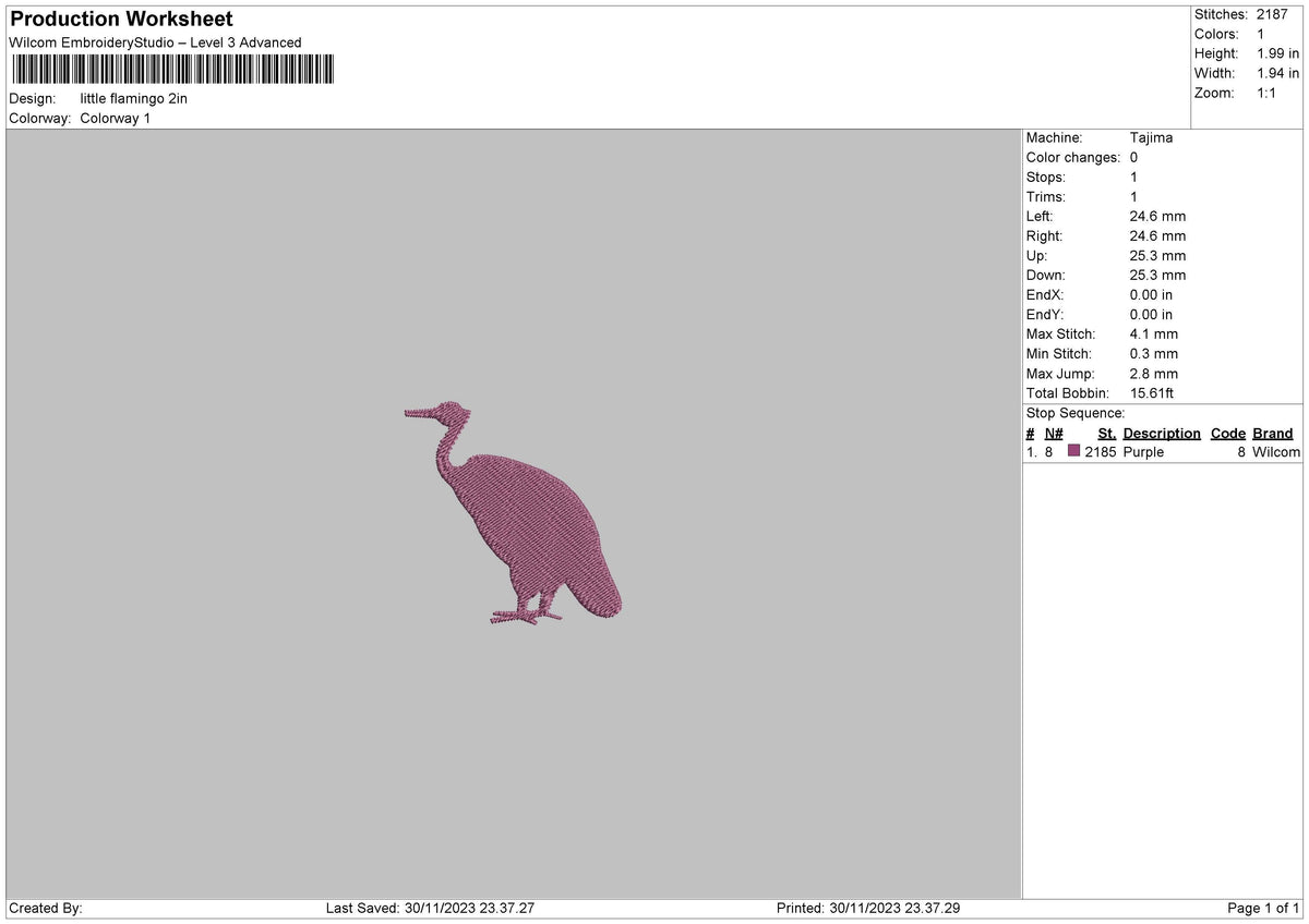 Little Flamingo Embroidery File 6 sizes