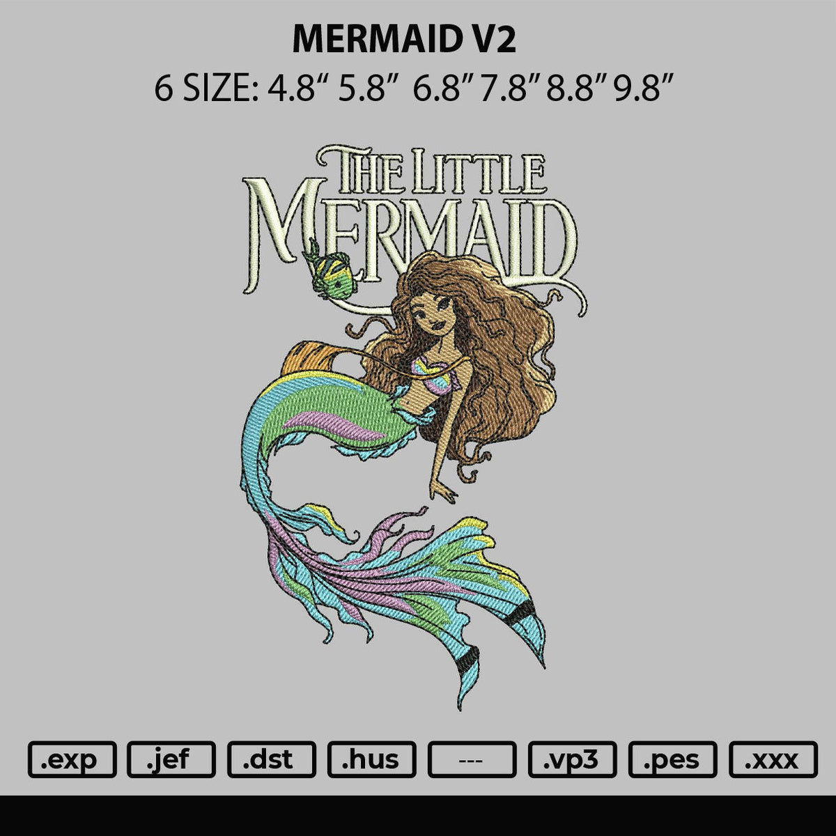 Mermaid V2 Embroidery File 6 sizes