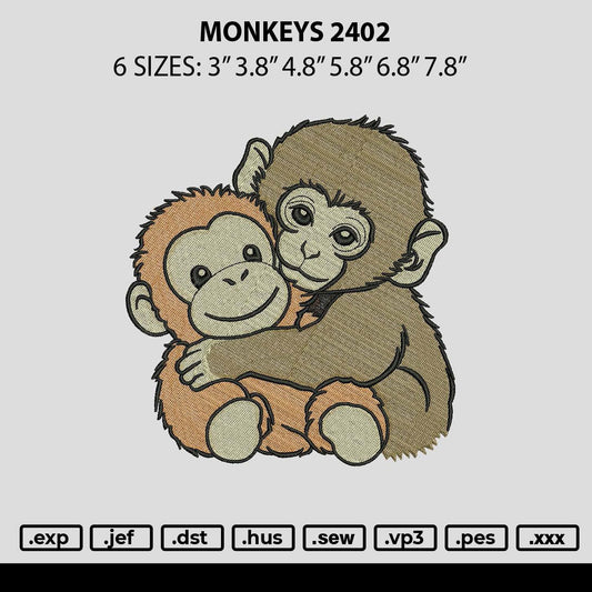 Monkeys 2402 Embroidery File 6 sizes