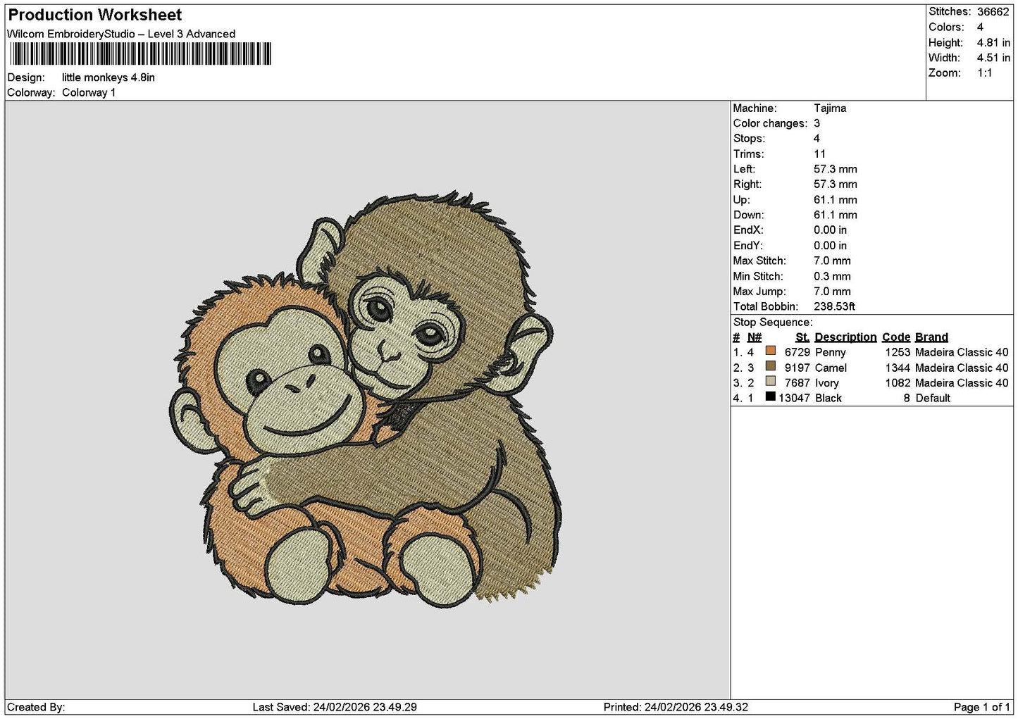 Monkeys 2402 Embroidery File 6 sizes