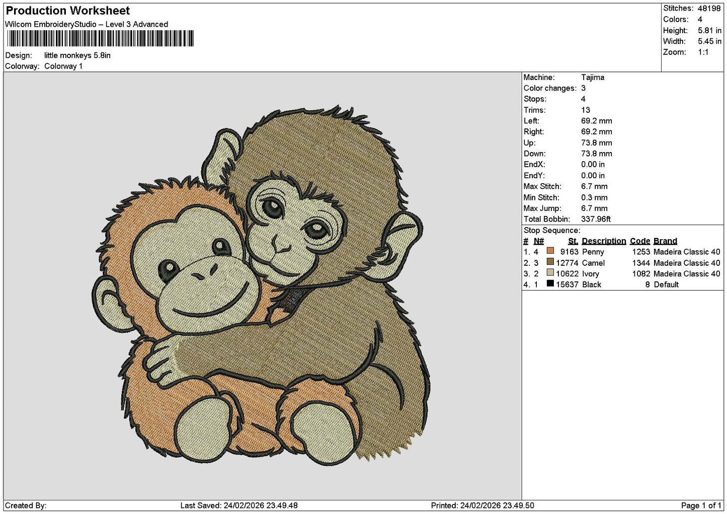 Monkeys 2402 Embroidery File 6 sizes