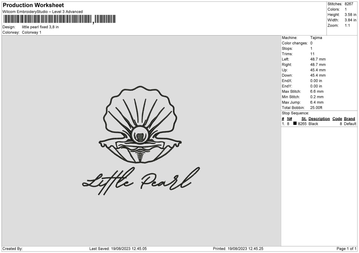 Little Pearl Embroidery File 6 sizes