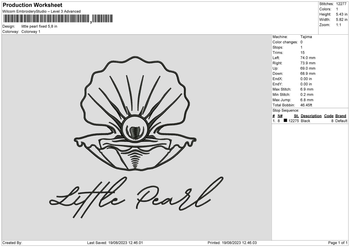 Little Pearl Embroidery File 6 sizes