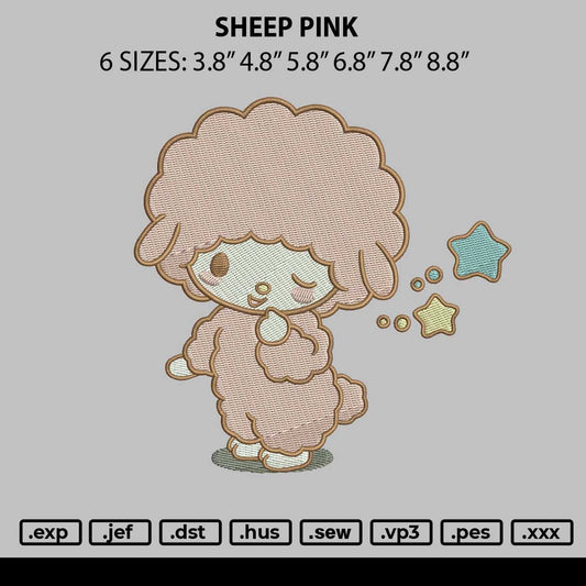 Sheep Pink Embroidery File 6 sizes